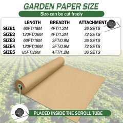 60 x 4 Ft Biodegradable Paper Weed Barrier, Garden Paper Weed Barrier with U-…