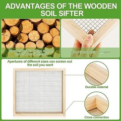 2 Pcs Soil Sifter Dirt Sifter for Gardening Light Wooden Rock Sifter 12.6 x