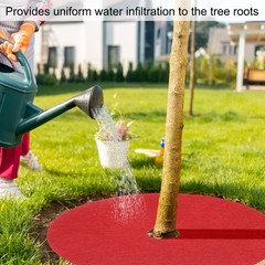 8pcs Tree Mulch Ring 24.4″ Non-Woven Round Tree Protector Weed Barrier, Red
