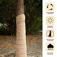 2 Rolls Burlap Tree Protector Wraps 7.8″ × 9.8′ Winter Tree Trunk Guards Protect