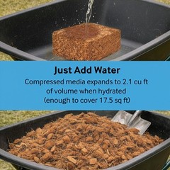 Coco Mulch Compressed Block Lightweight, Expands When Wet, TreeFree Garden