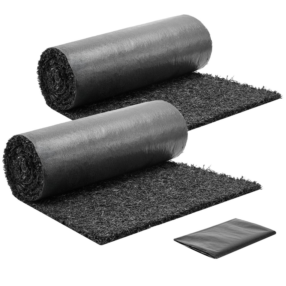 Uimoso Recycled Rubber Mulch Mat Roll 96 x 22 in Pathway Barrier, Set of 2