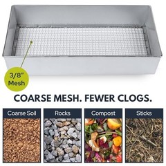 Soil Sifter, Wide Size (17.5 x 11.5 inches) with 3/8-inch Mesh, Garden 3/8 inch