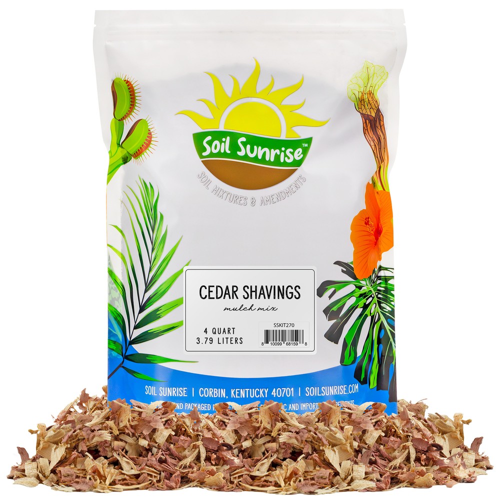 Natural Cedar Shavings Mulch / Bedding (4QT); Indoor / Outdoor Garden Pet Use