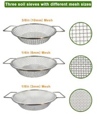 Dirt Soil Sifter for Gardening – 3Pcs Multi Mesh Size Set Silver