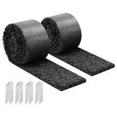Rubber Mulch Mat Roll, 2 Rolls 120×4.5 in, Recycled Edging Border with Stakes