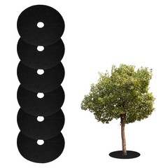 6pcs Tree Mulch Ring 5.9″ Non-Woven Round Tree Protector Weed Barrier, Black