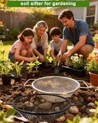 Dirt Soil Sifter for Gardening – 3Pcs Multi Mesh Size Set Silver