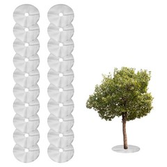 20pcs Tree Mulch Ring 10.6″ Non-Woven Round Tree Protector Weed Barrier, Silver