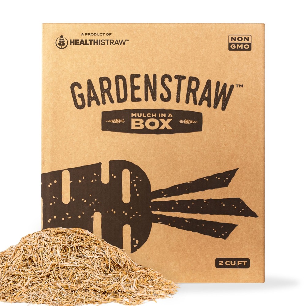 GardenStraw Boxed – Natural Mulch for Gardens & Grass, 2 cu ft, Plastic Free