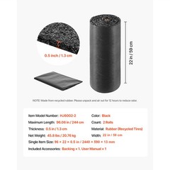 Uimoso Recycled Rubber Mulch Mat Roll 96 x 22 in Pathway Barrier, Set of 2