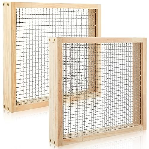 2 Pcs Soil Sifter Dirt Sifter for Gardening Light Wooden Rock Sifter 12.6 x