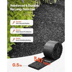 Uimoso Rubber Mulch Roll 120 x 4.5in 6 Pack for Landscaping Pathway Mulch Mat
