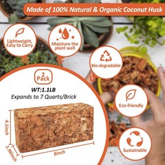 Riare 2 Pack Coco Chips Substrate for Plants- 8 x 4 x 1.8 inches, 2