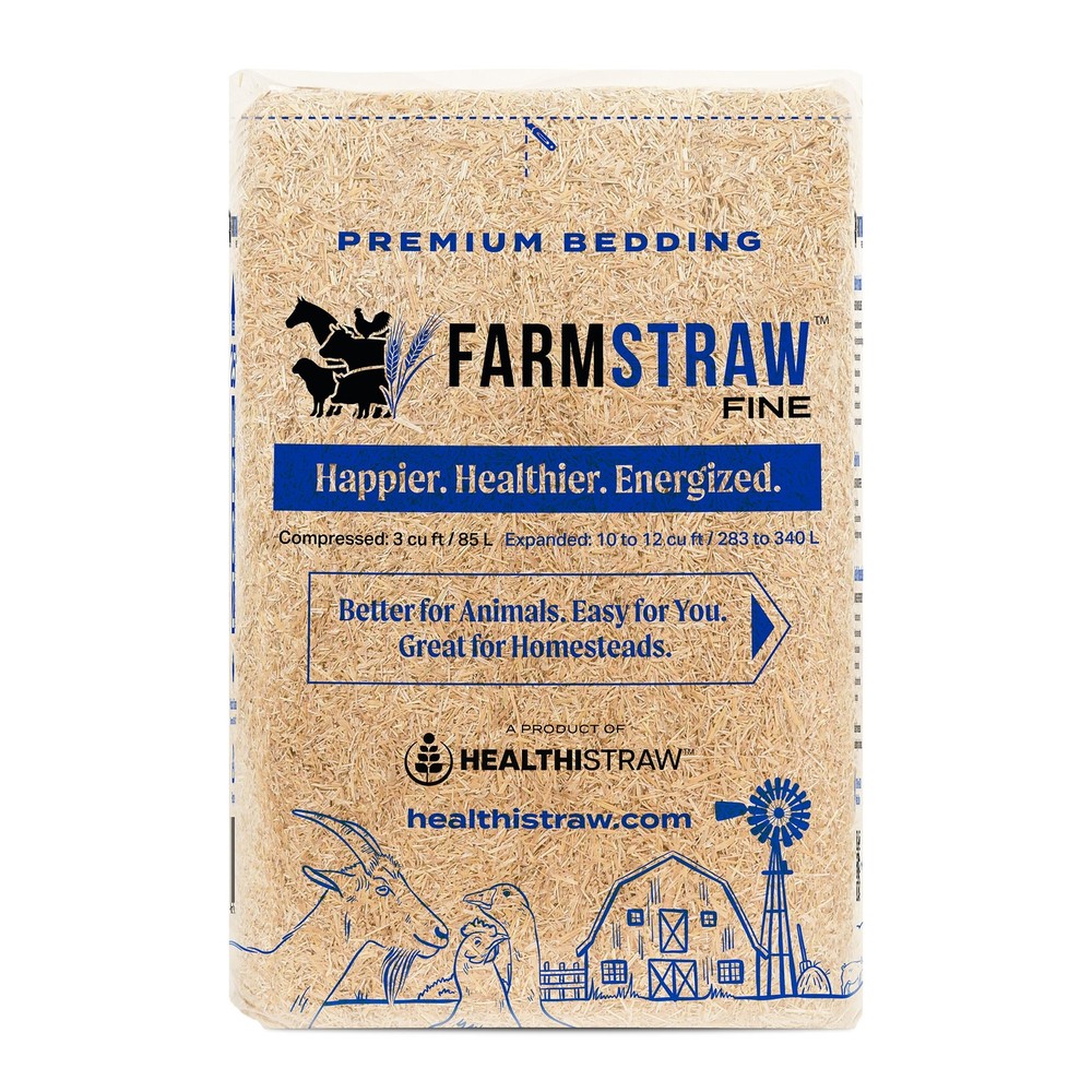 HealthiStraw FarmStraw Fine Animal Bedding, Compressed Bale, 3 Cubic Feet