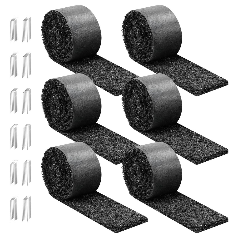 Uimoso Rubber Mulch Roll 120 x 4.5in 6 Pack for Landscaping Pathway Mulch Mat