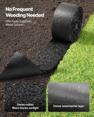 Rubber Mulch Edging Roll, 2 Pack 120×4.5in, 0.5in Thick Garden Border
