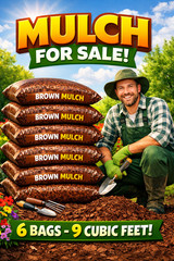 Lot of 6 Bags of RED Premium Wood Shredded Bagged Mulch 9 cu. ft. Total