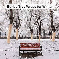 2 Rolls Burlap Tree Protector Wraps 7.8″ × 9.8′ Winter Tree Trunk Guards Protect