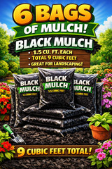 Lot of 6 Bags of RED Premium Wood Shredded Bagged Mulch 9 cu. ft. Total