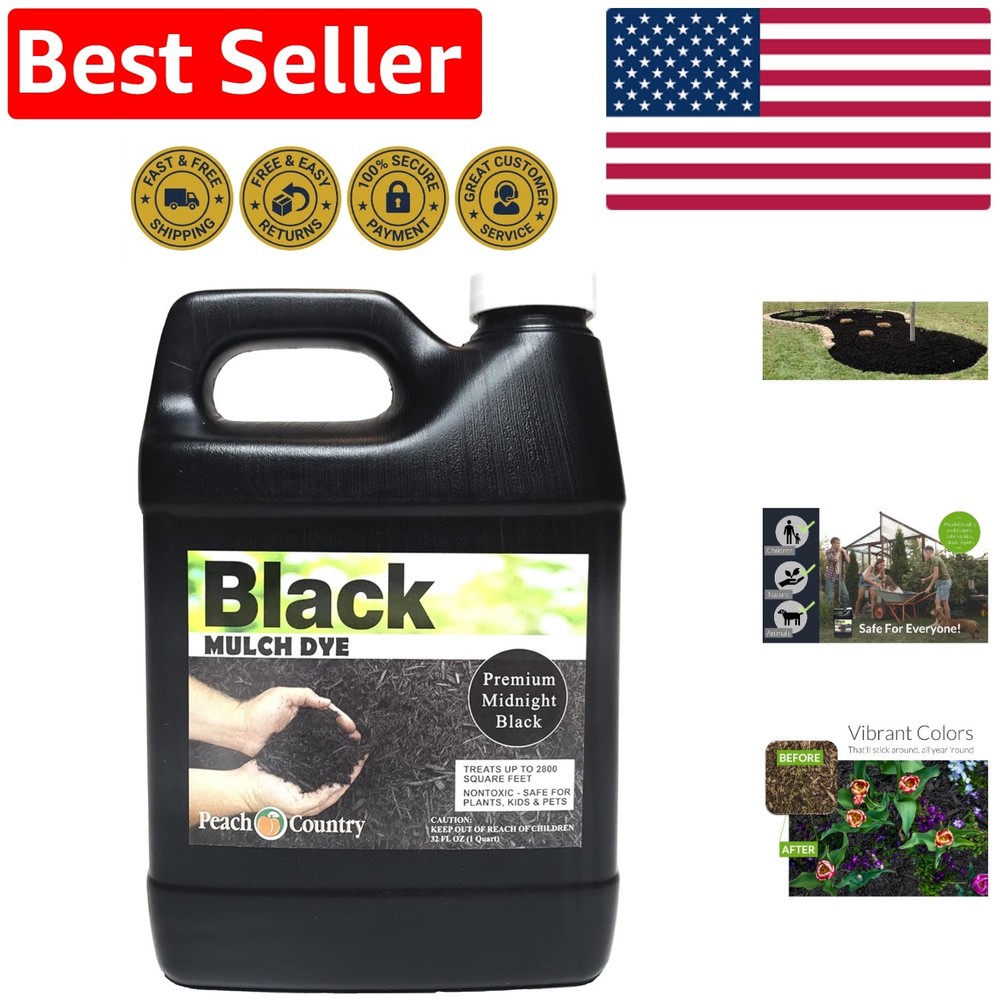 Versatile Midnight Black Mulch Colorant Quart – Safe for Wood and Rubber Mulch