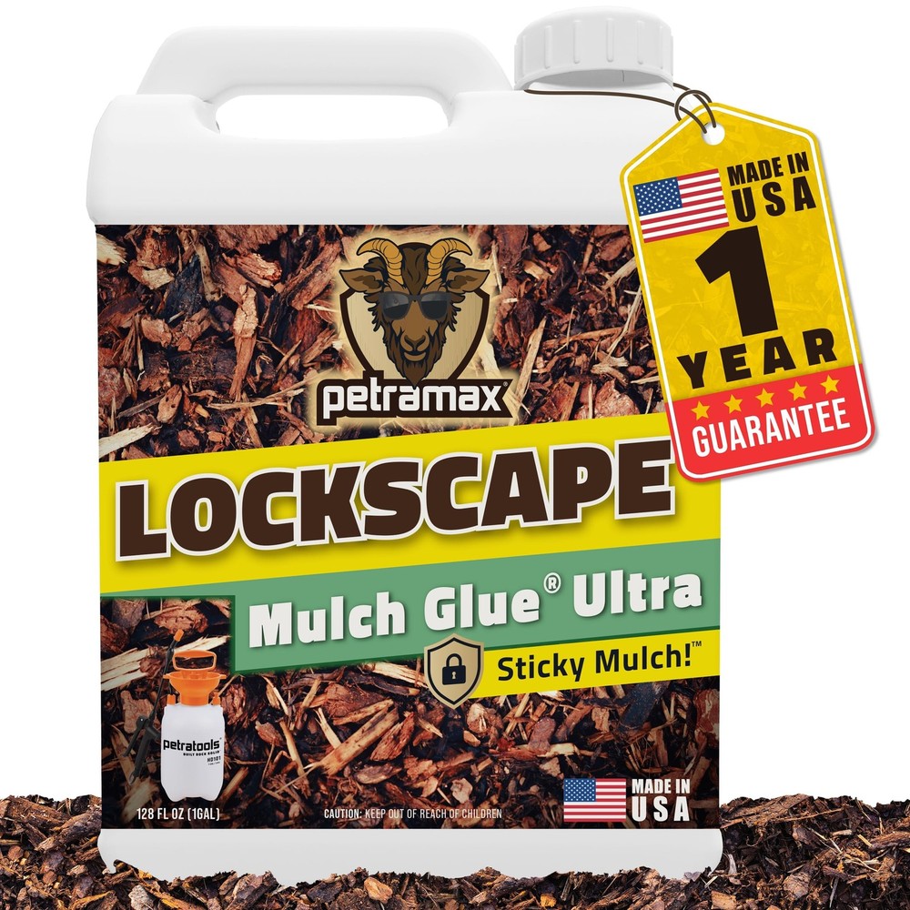 Lockscape Ultra Mulch Glue for Landscaping, 1 Gallon | Lasts Up to 2 Years, N…