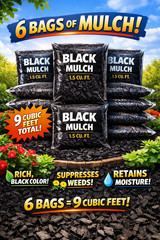 Lot of 6 Bags of RED Premium Wood Shredded Bagged Mulch 9 cu. ft. Total
