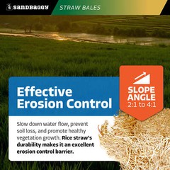 Sandbaggy Rice Straw Bales (Certified Weed Free) – 46″ x 15″ x 22″