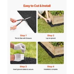 Uimoso Rubber Mulch Roll 4 Pack 120 x 4.5in for Landscaping Recycled Pathway Mat