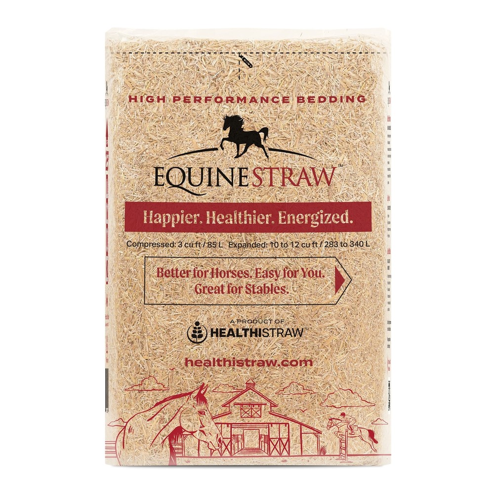 HealthiStraw EquineStraw Premium Straw Bedding, Compressed Bale, 3 cubic feet