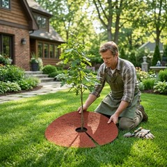 Fasmov 3 Pack Rubber Mulch Ring Tree Protector Mat Tree Protection Weed Mats