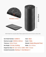 VEVOR Rubber Mulch Roll for Landscaping 96 x 22in Recycled Rubber Mulch Mat