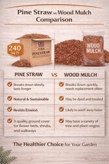 Long Needle Pine Straw Mulch 240 Sqft Coverage 1 Set Premium USA Harvested