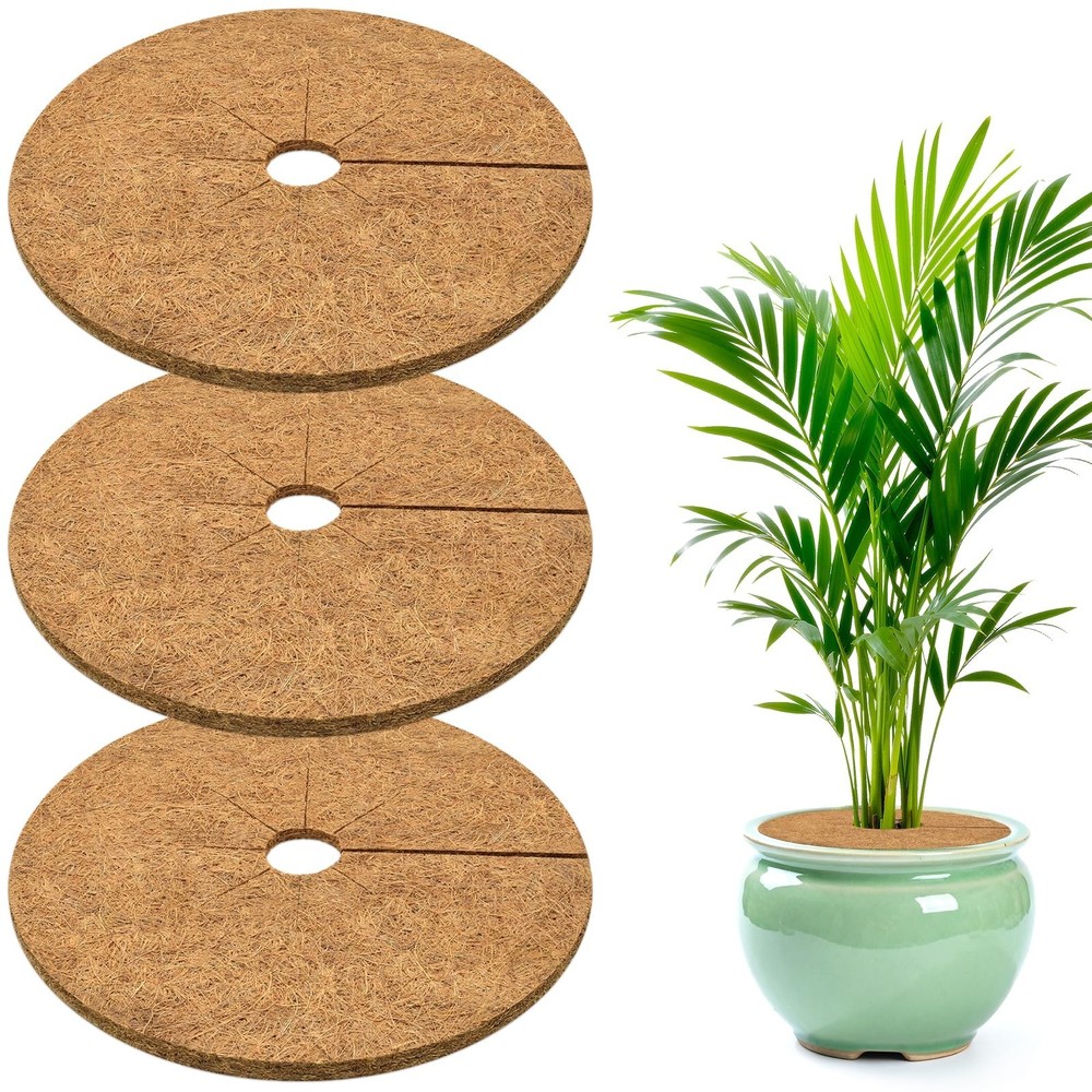 11.8 Inch Coconut Fiber Tree Ring Mulch Mat, 3 Pack Tree Mulch Ring | 100% Na…