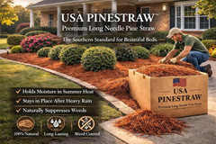 Long Needle Pine Straw Mulch – 240 Sqft Coverage 1 Set – for Landscaping
