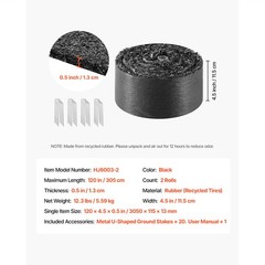 Uimoso Rubber Mulch Roll 120 x 4.5in for Landscaping Border Pathway Mat 2 Rolls