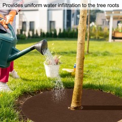 8pcs Tree Mulch Ring 16.5″ Non-Woven Round Tree Protector Weed Barrier, Brown