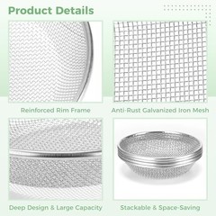 4 PCS Soil Sifter for Gardening, Metal Fine Dirt Sieve Sifter with 3 6 8 10mm