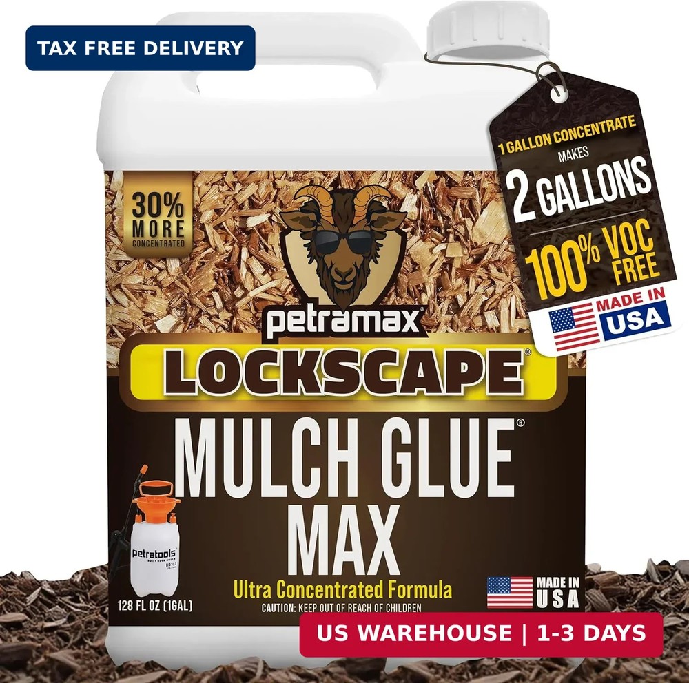 PetraMax Lockscape Mulch Glue for Landscaping Rocks Max Concentrate, Weed Barrie