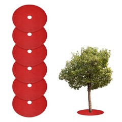 6pcs Tree Mulch Ring 32.3″ Non-Woven Round Tree Protector Weed Barrier, Red