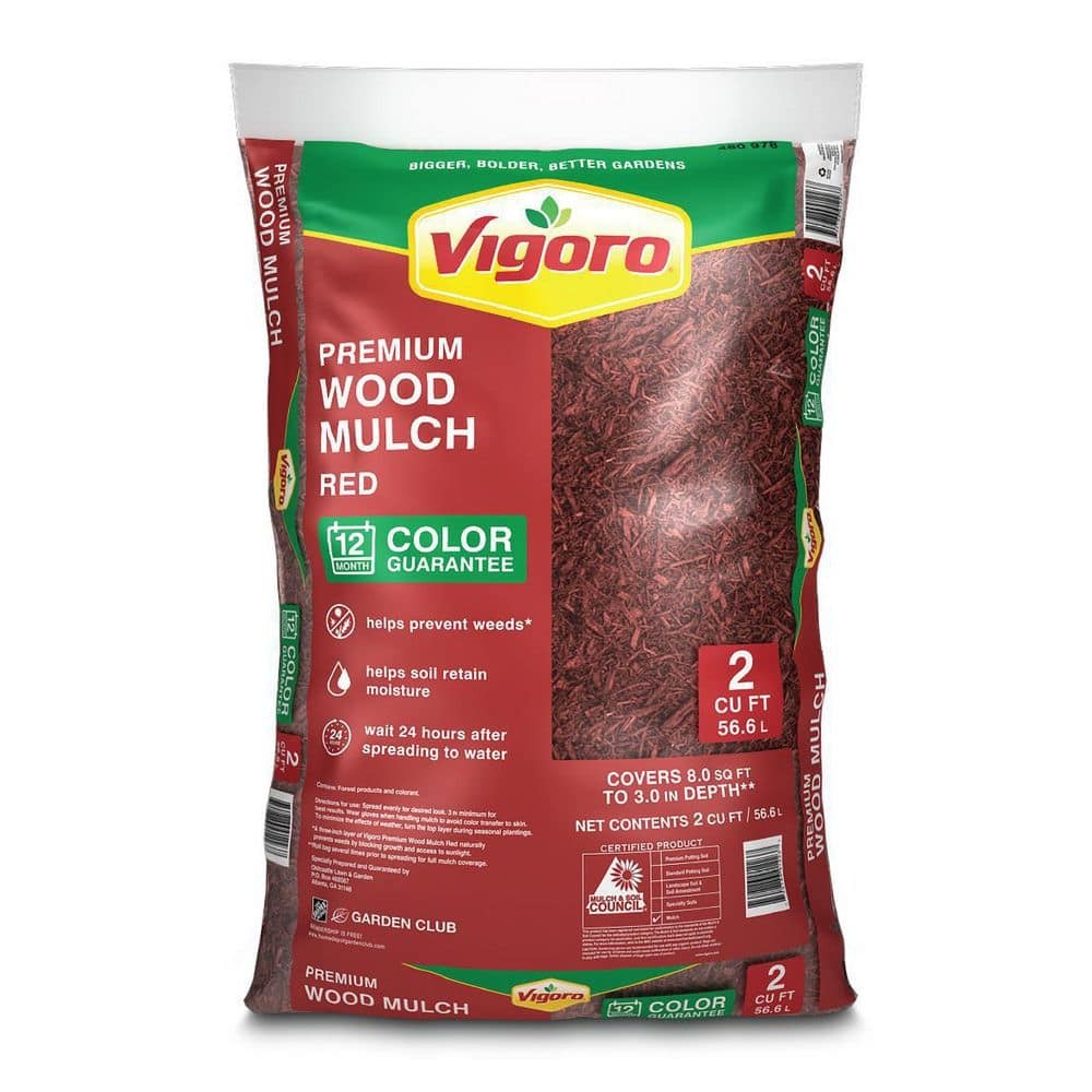 Lot of 6 Bags of Vigoro Premium Wood Shredded Bagged Mulch 2 cu. ft. per bag