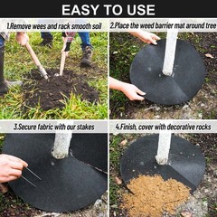 8 Pack Non-Woven Tree Mulch Ring, 16.5 Inch Degradabl Tree Protector Mat Reus…
