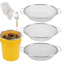 Soil Sifter for Gardening, Rock Soil Sifter with Handle Compost Sifting 3PCS