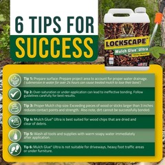 Lockscape Ultra Mulch Glue for Landscaping, 1 Gallon | Lasts Up to 2 Years, N…