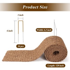 Natural Mulch for Landscaping 120″ X 6.3″, Coconut Fiber x brown