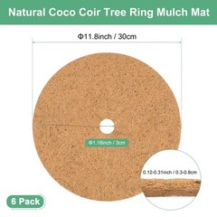 6-Pack 11.8 Inch Coconut Fibers Mulch Ring Tree Protector Mat [Coconut Brown]
