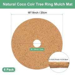 6-Pack 7.9 Inch Coconut Fibers Mulch Ring Tree Protector Mat [Coconut Brown]