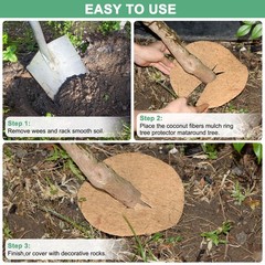 6-Pack 7.9 Inch Coconut Fibers Mulch Ring Tree Protector Mat [Coconut Brown]