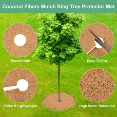 4-Pack 15.7 Inch Coconut Fibers Mulch Ring Tree Protector Mat [Coconut Brown]