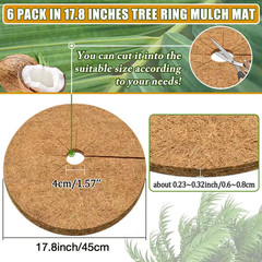 6-Piece 17.8 In. Brown Coconut Fibers Mulch Ring Tree Protector Mat for Tree Pro